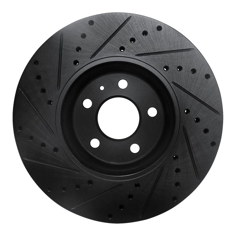 Audi Q5 Brake Rotor (1) - Front Right - R1 Concepts - Drilled & Slotted - Black - `08-`12